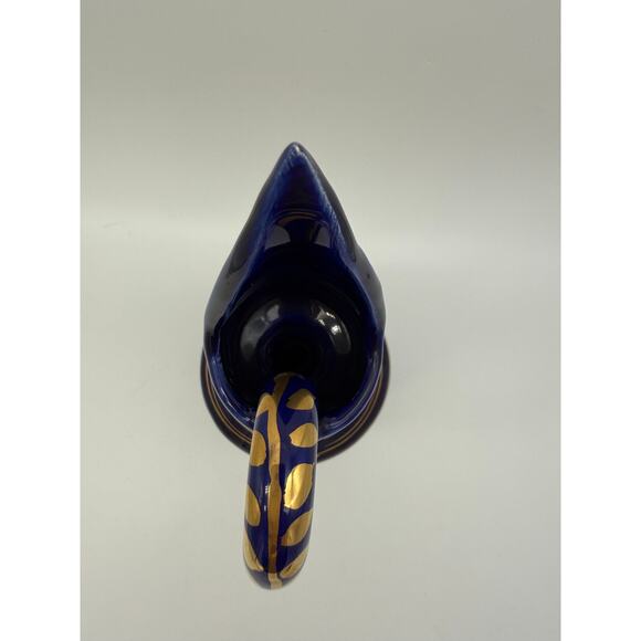 Grecian Cobalt Blue Classic Greece Scene 9" Greek Key Pitcher Vase 24K gold - Picture 5 of 7
